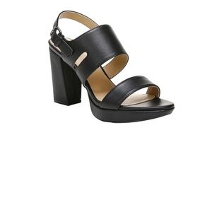 Naturalizer Black Leather Block Heel Sandals